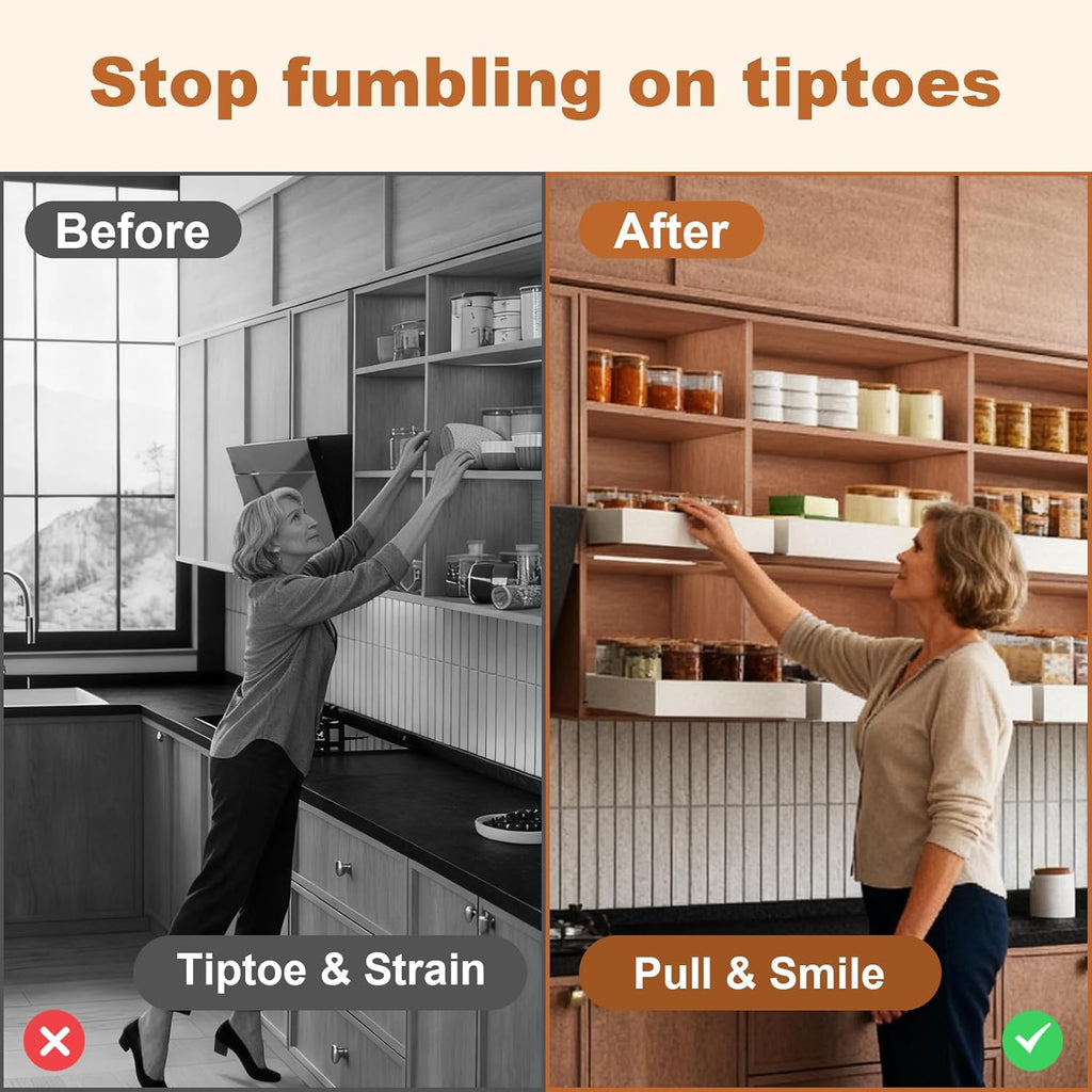 2-Pack Expandable Pull-Out Cabinet Organizer with 3-Rail Sliding Shelf for Kitchen Cabinets & Pantry Storage | DISHLINES