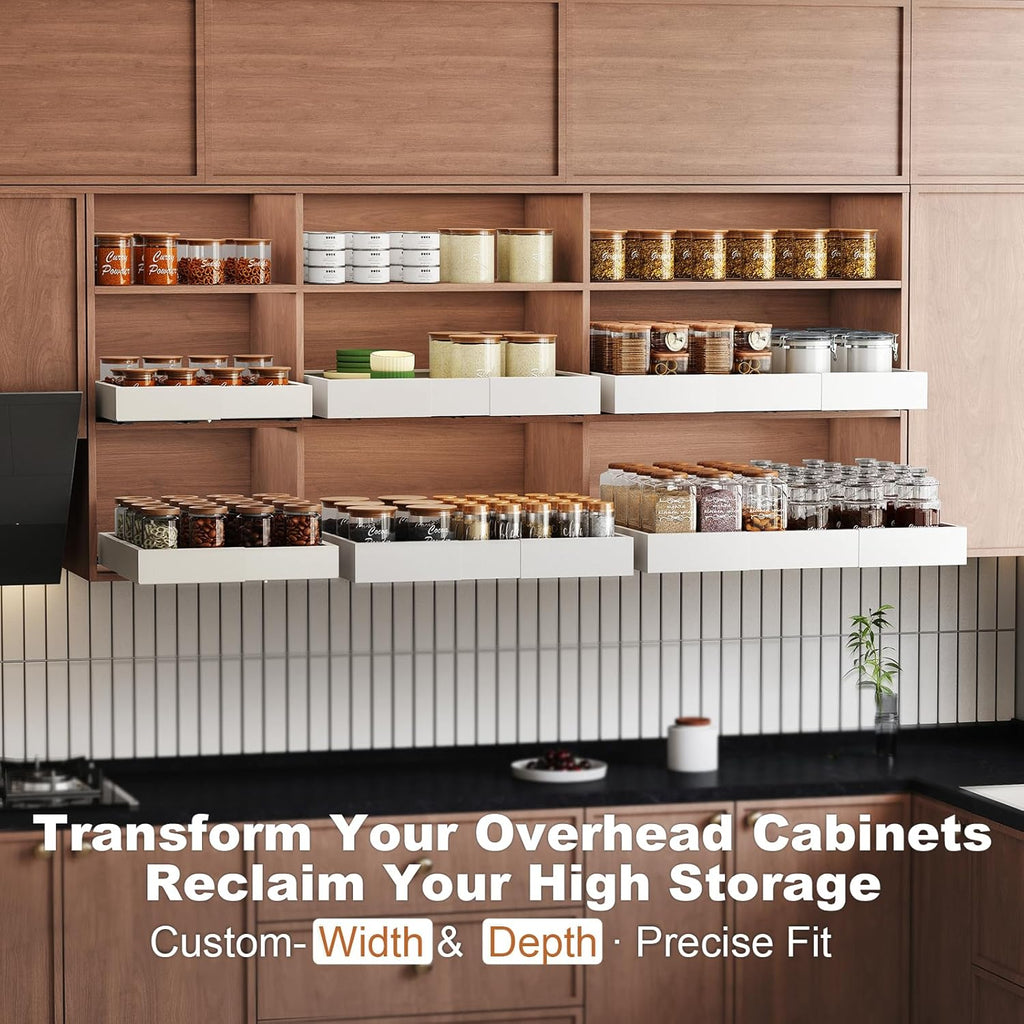 2-Pack Expandable Pull-Out Cabinet Organizer with 3-Rail Sliding Shelf for Kitchen Cabinets & Pantry Storage | DISHLINES
