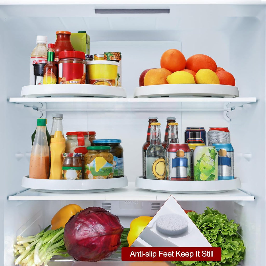 Rotating Organizer Tray 3-Pack for Kitchen Cabinets, Pantry, Refrigerator & Countertop Storage | DISHLINES